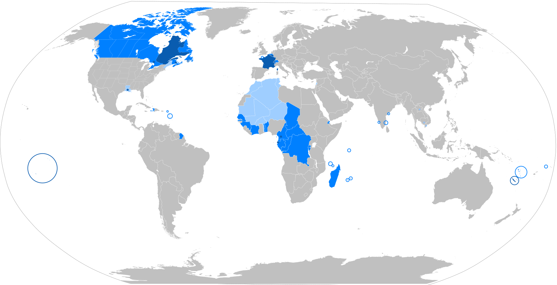 Map of the Francophone world