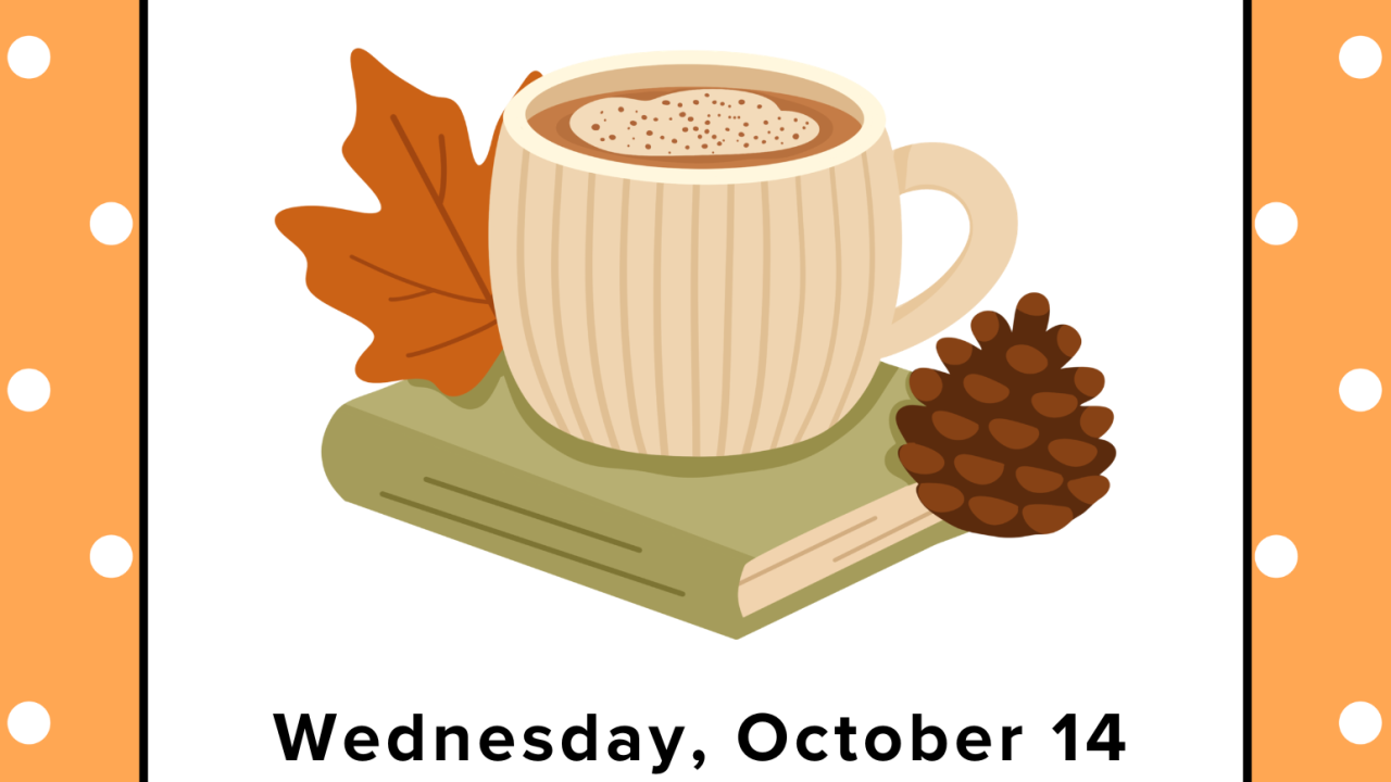 French &amp; Italian Fall Social flyer — coffee cup, leaf, pinecone; Oct 14, Sproul Courtyard