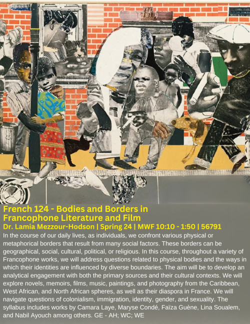 A flyer for FRE 124, with a collage of a city street