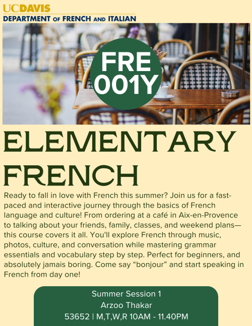 A flyer for FRE 001Y, with a picture of a cafe
