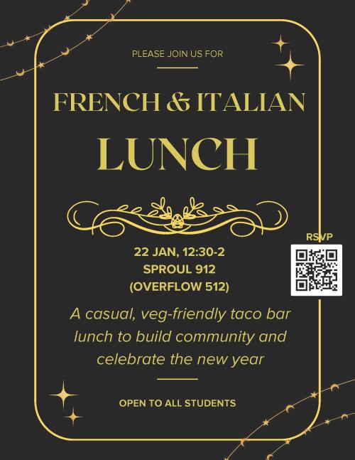 A flyer for French Lunch, the text written below.