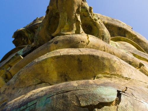 and undershot of a statue's nose. 
