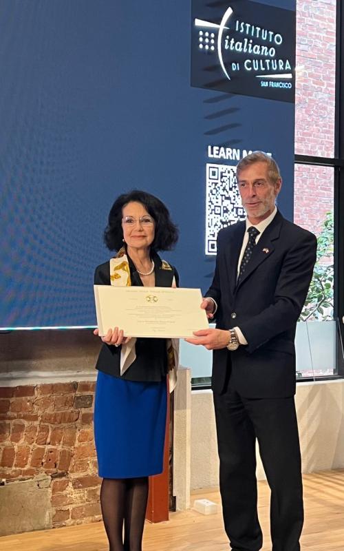 Professor Heyer-Cáput with the the Honorable Sergio Strozzi, Consul General of Italy, San Francisco, at the Order of the Star of Italy ceremony.