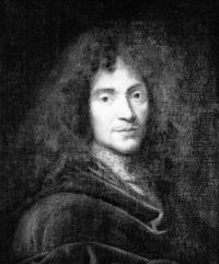 black and white portrait of moliere