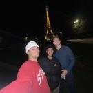 Rémi in front of the Eiffel Tower with friends Daniel Ramirez Minaya and Marshall Kagan.