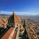 A view of the city of Florence, including a domed cathedral
